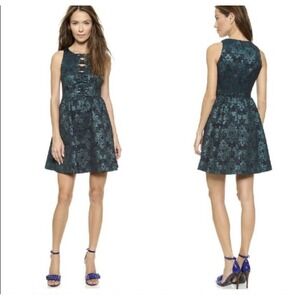 Nanette Lepore Metallic Jacquard Mini Dress Size 2  Tumblr Indie Sleaze Party